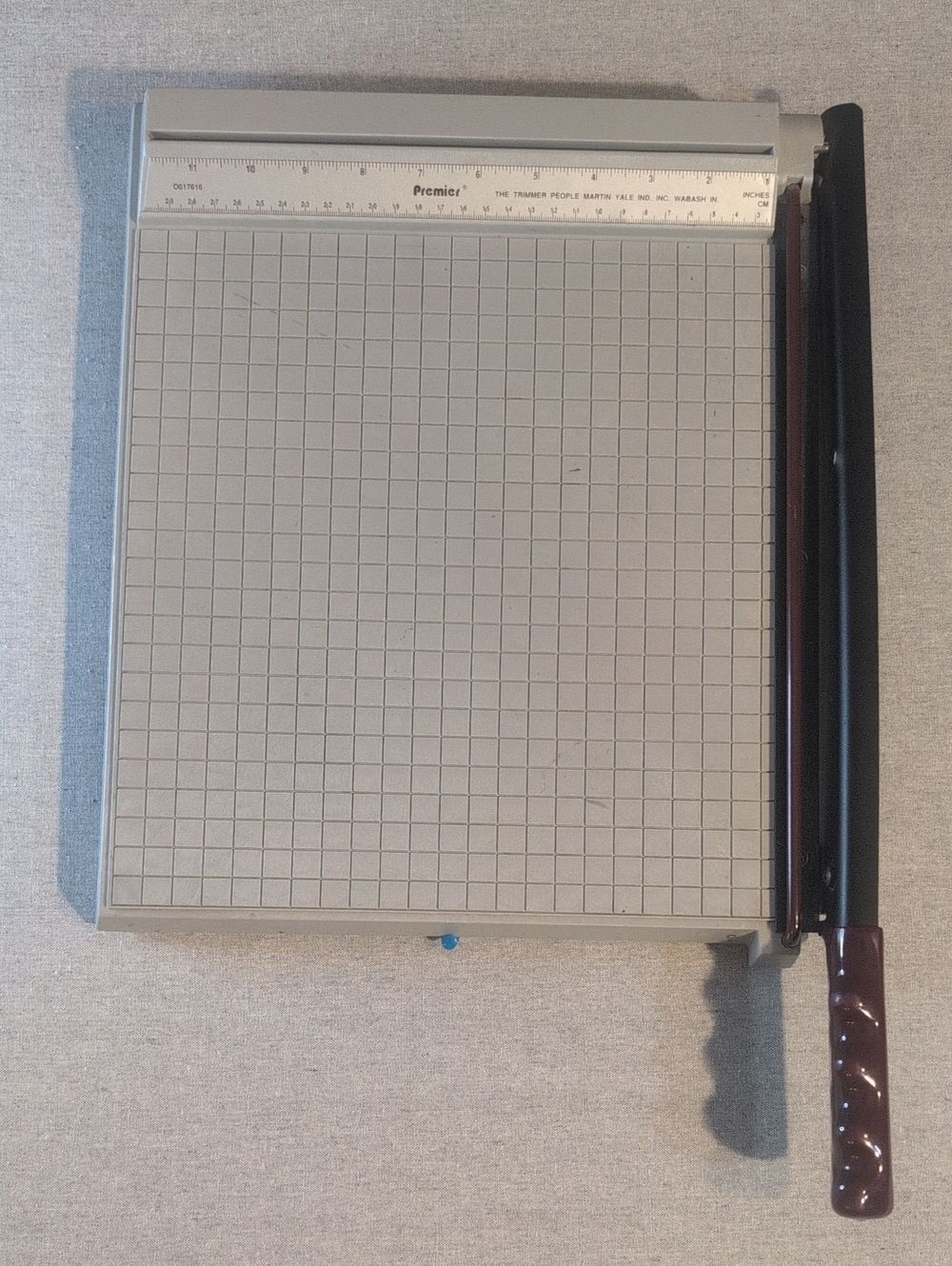 Premier Silver and Black Guillotine Trimmer with Brown Handle